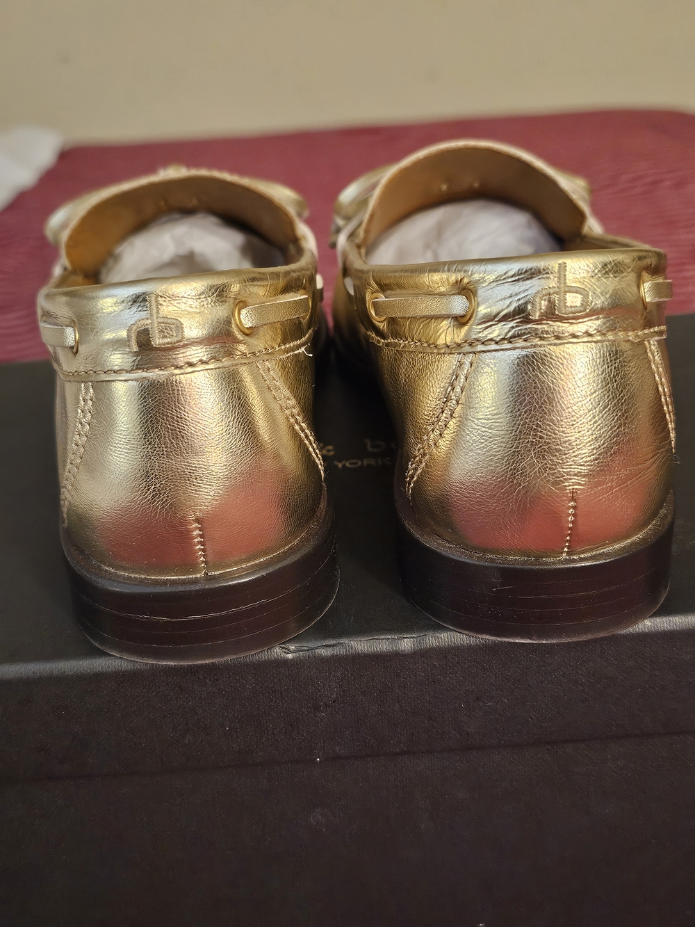 rag & bone Metallic Gold Leather Bow Loafers - Picture 3 of 4